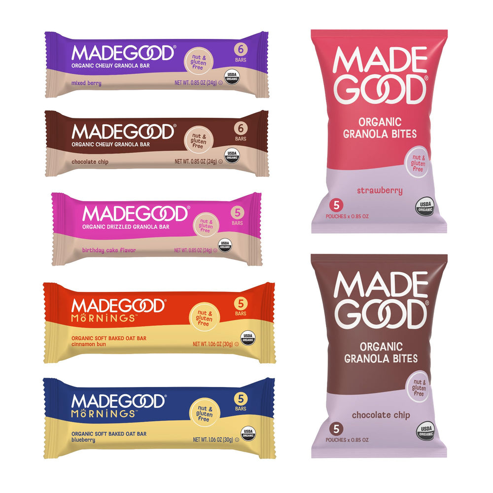 MadeGood front box showing variety pack and clear branding for easy selection