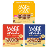 MadeGood front packaging showing 30-count breakfast variety benefits portability