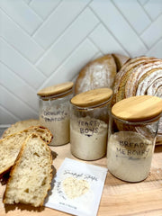 Made With Loave mixing starter in bowl to activate for quick baking