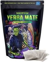 MADFLOW front packaging showing 100 tea bags and resealable pouch benefits