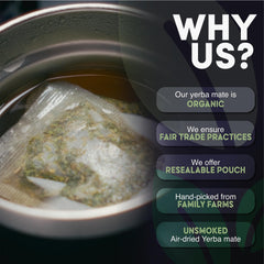 MADFLOW tea bag close-up showing organic leaf texture and filtration benefit
