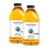 Madhava front packaging showing two 46oz bottles and organic seal benefits