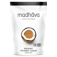 Madhava front packaging showing 3 lb bag and organic seal for trusted pantry staple