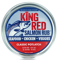 Madison Park Foods tin front view showing classic Potlatch rub preserving freshness