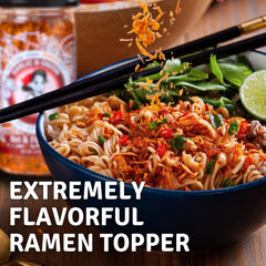 MaeMai close-up of crispy garlic and onion flakes highlights crunchy texture benefit