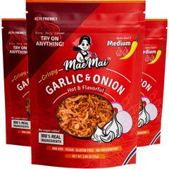 MaeMai front packaging medium hot showing three-pack and bold branding for pantry convenience