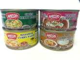 MAESRI front packaging showing four curry paste cans and clear brand