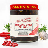 Maestro Kitchen jar front view showing spicy serrano crunch and appealing label