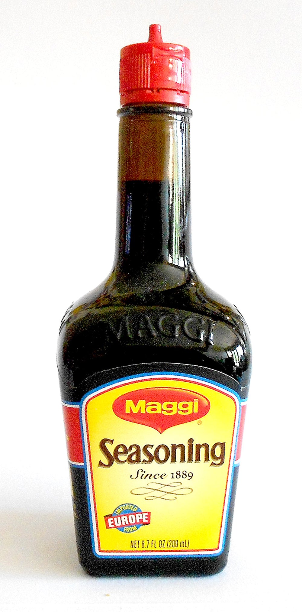 Maggi front bottle showing label and size, convenient pantry staple benefit