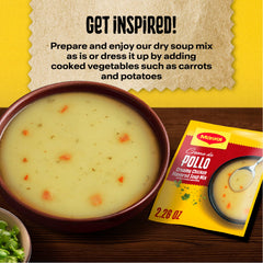 Maggi soup pouring from spoon highlighting creamy texture and flavor