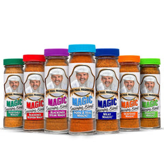 Magic Seasoning Blends variety pack front packaging showing seven 2 oz jars and labels for convenience