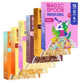 Magic Spoon front packaging showing variety pack and protein claim for quick breakfast