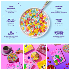Close-up of Magic Spoon fruity pieces highlighting crunchy texture