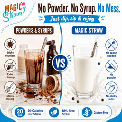 Magic Straws variety straws laid near cookies and fruit showing serving idea