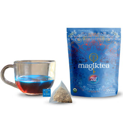 Magiktea front packaging showing organic badge and product name benefits
