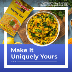 RiceSelect Mahatma cooked yellow rice in bowl fluffy texture and bright color