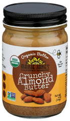 Maisie Jane's front jar shot showing brand and crunchy almond butter benefit