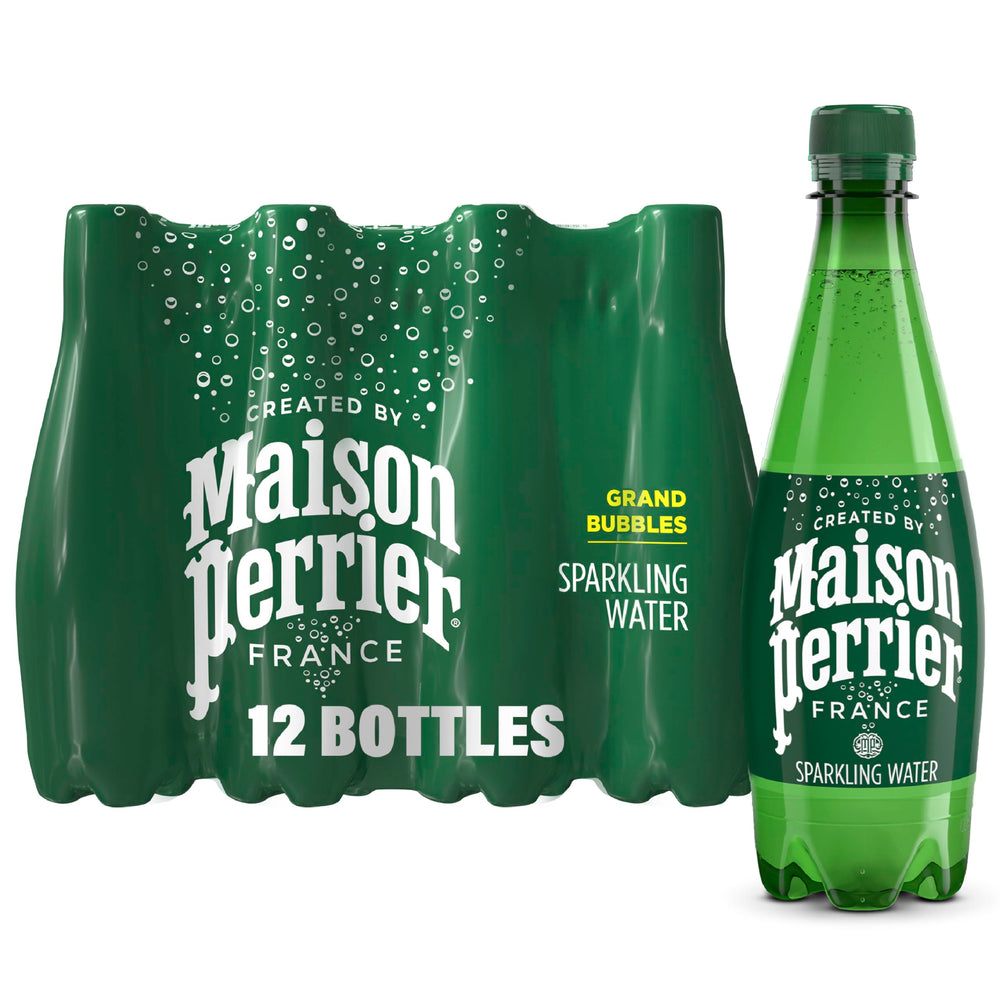 Maison Perrier front packaging showing twelve bottles for consistent refreshment