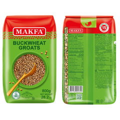 Makfa close-up of roasted buckwheat groats texture, shows nutty toasted quality