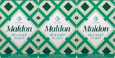 Maldon front packaging showing three 250g jars and easy access seasoning