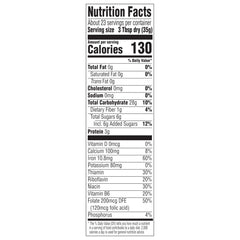 Malt-O-Meal nutrition label close-up highlighting iron and folate content