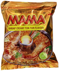 MAMA front packaging showing cup and spicy creamy tom yum flavor benefit quick meals