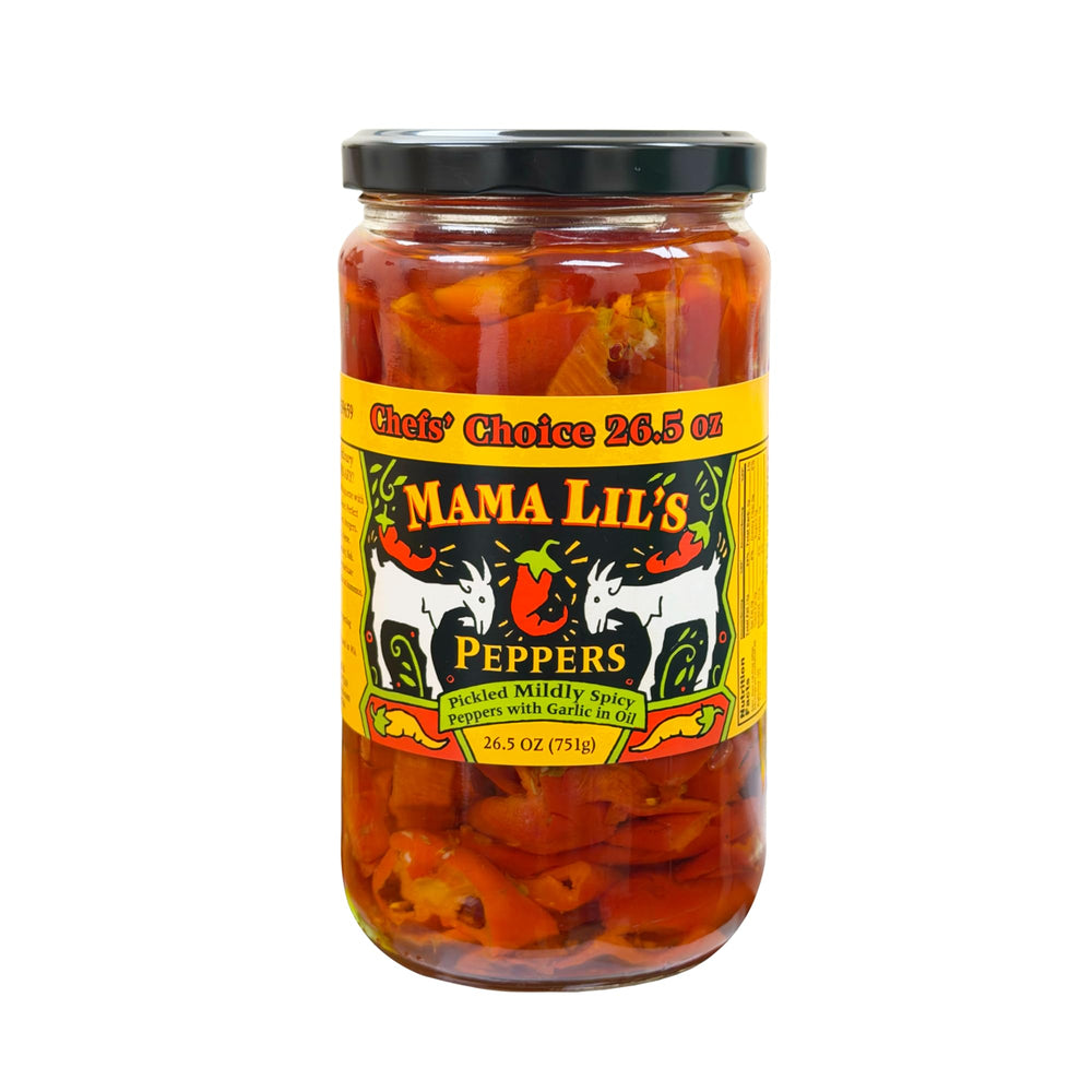 Mama Lil's jar front label showing product and volume for clear identification