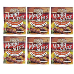 Mama Sita's front packaging showing six barbecue marinade sachets and brand clarity