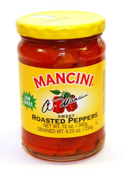 Mancini jar front view showing peppers, vibrant color and ready-to-use flavor