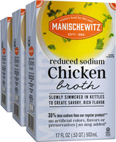 Manischewitz front carton view showing reduced sodium broth and brand clarity