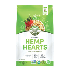 Manitoba Harvest front packaging showing 5 lb bag and branding benefit