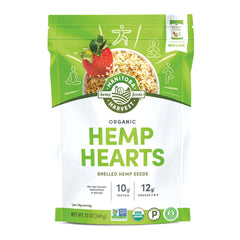Manitoba Harvest front packaging showing organic hemp hearts and benefits