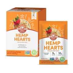 Manitoba Harvest front pouch view showing branding and single-serve convenience benefit