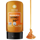 Manuka Doctor front packaging showing squeezy bottle and brand for convenient use