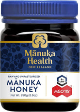 Manuka Health front jar view showing label and clean packaging, trust and quality