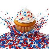 manvscakes front packaging showing 7 ounce patriotic sprinkles and vivid colors