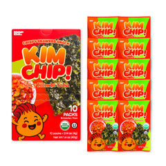 MAPDA kimchip front packaging showing 10-pack and spicy branding benefit: bold flavor
