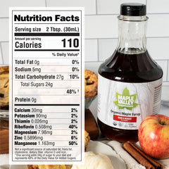 Maple Valley label closeup highlighting organic certification and grade