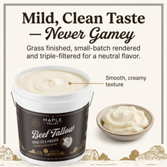 Close-up of triple-filtered Maple Valley tallow showing clean, lump-free texture for consistent use