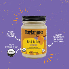 Marianne's Harvest open jar close-up of smooth tallow texture for easy scooping