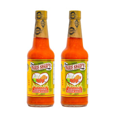 Marie Sharp's front label on 10 oz bottle showing brand and extra hot claim, clear identification