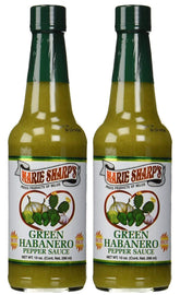 Marie Sharp's bottle front packaging shows label and vibrant green hue