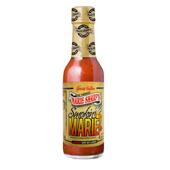 Marie Sharp's closeup of label text and design highlighting artisanal quality
