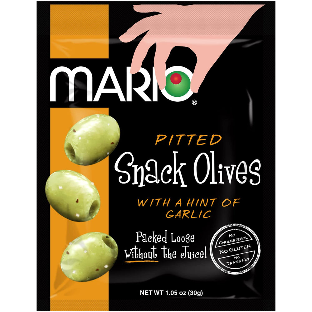 Mario front packaging pouch showing single-serve convenience and flavor