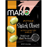 Mario front packaging pouch showing single-serve convenience and flavor