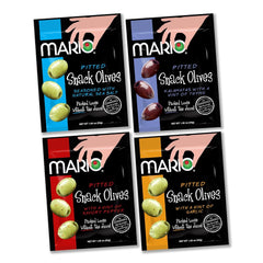 Mario front packaging showing variety pack and flavors for quick identification and storage