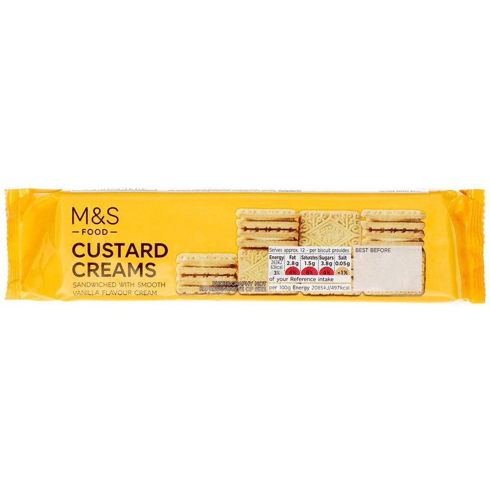 Marks & Spencer front pack showing biscuits and branding, ideal for teatime