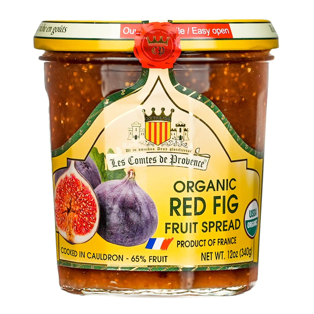 MARKY'S jar front label showing organic fig jam and Provençal origin benefits