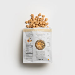 MARKY'S Marcona almonds next to a measuring cup showing 1 lb size and portion benefit