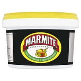 Marmite tub front view showing label and size, highlighting convenience